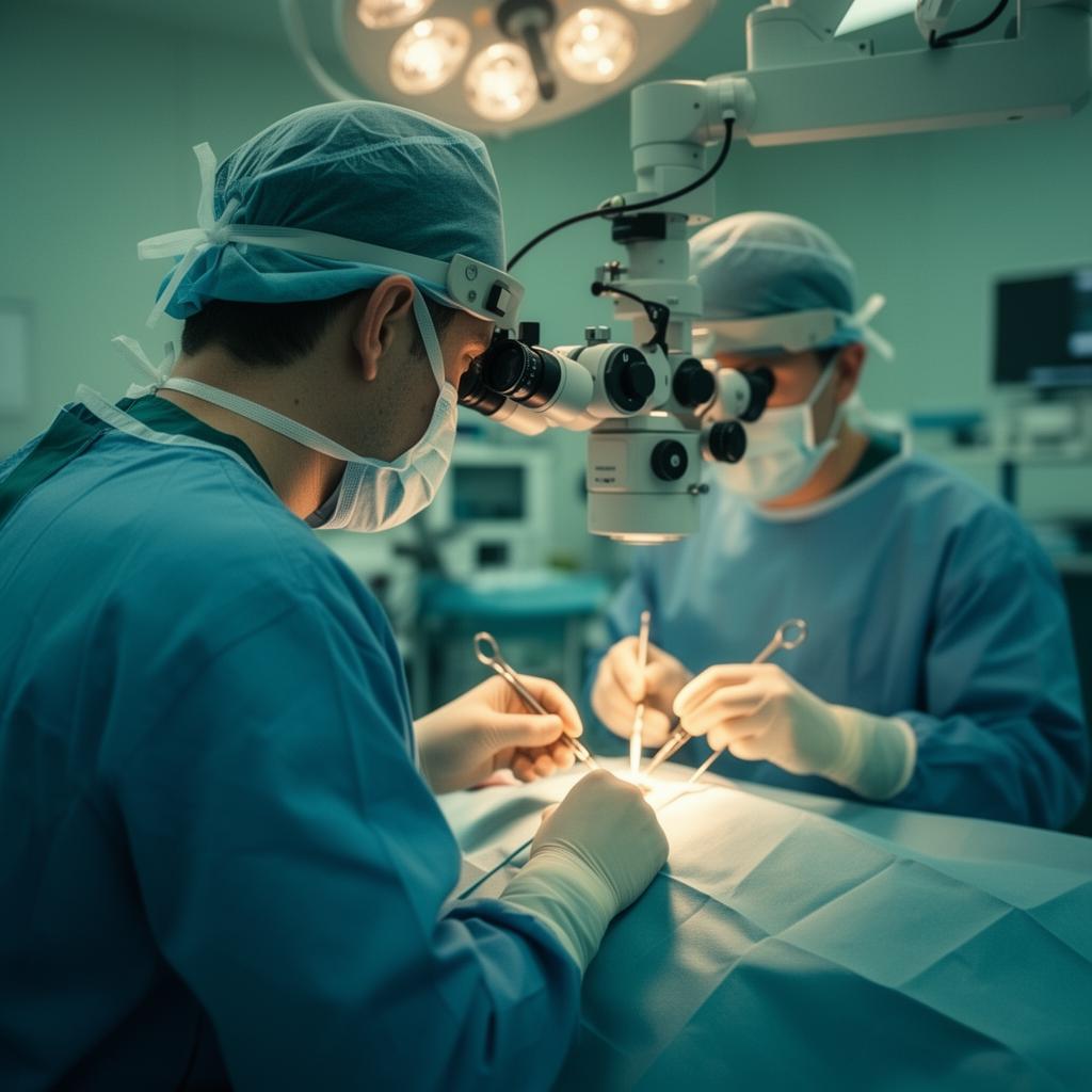 Surgeon performing ophthalmic microsurgery